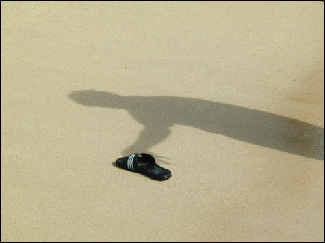 My shadow with one of my flip-flops